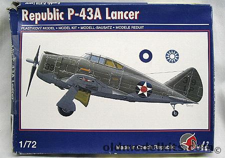 Pavla 1/72 Republic P-43A Lancer - 55th Pursuit Sq Hamilton Field CA 1941 / 38th Pursuit Sq Hamilton Field CA 1941 / RAAF Australian No. 1 Photoreconnaissance Unit December 1942 / Chinese Air Force Kumming June 1942, 72026 plastic model kit